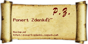 Ponert Zdenkó névjegykártya
